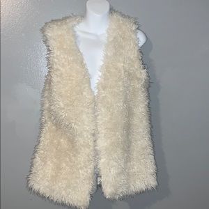 H&M white faux fur vest